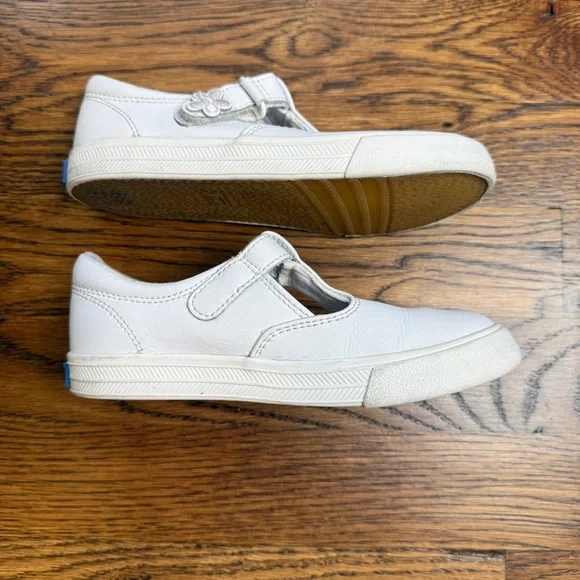 Keds Kids Daphne White Leather T-Strap Sneakers with Velcro Closure Size 11 - Picture 7 of 11